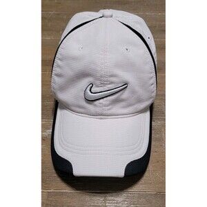 Vtg Nike Golf Hat White Black Adjustable Strap Cap Golfing Breathable